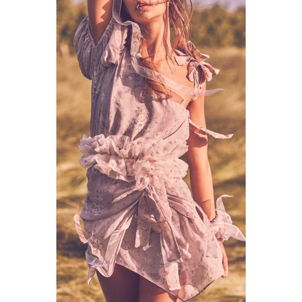 Loveshackfancy Peyton One Shoulder Silk Dress